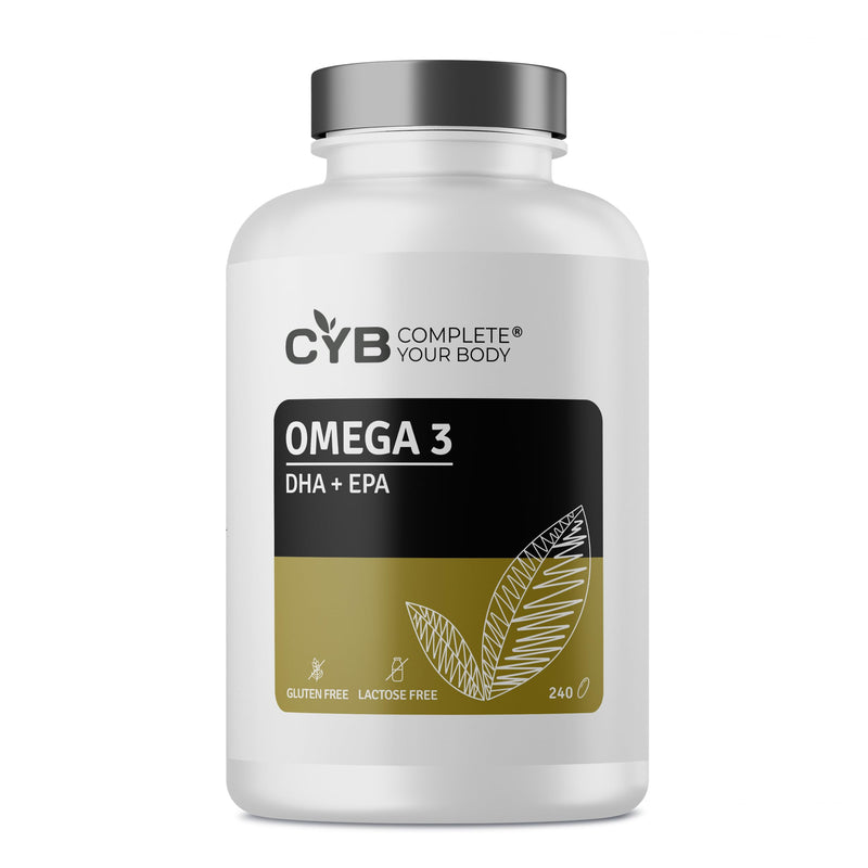 Omega 3 Fish Oil 2000mg Capsules - 240 High Strength Softgels - Pure Omega Fatty Acids 3 EPA 360mg + DHA 240mg Per Serving - 4 Month Supply - Laboratory Tested - Complete Your Body - CYB Brand
