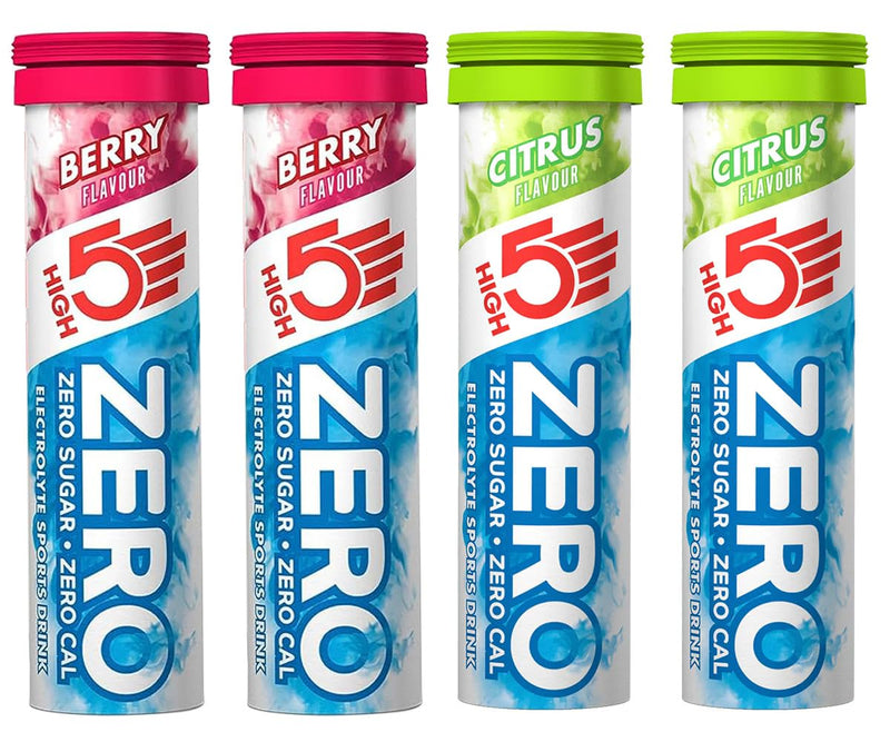 HIGH5 ZERO Hydration Electrolyte Sports Drink Dissolvable Tablets - 10 Tablets Per Tube - 4 x Tubes (40 Tablets Total) (2 x Berry / 2 x Citrus) ['2 x Berry / 2 x Citrus']