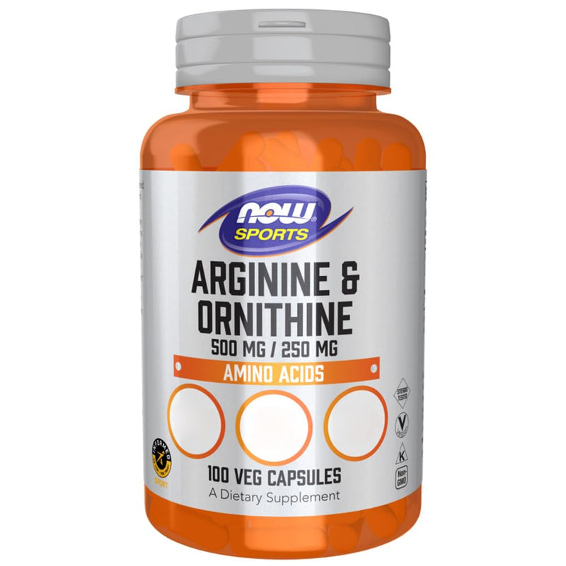 Now Foods L-Arginine & L-Ornithine, 100 Vegan Capsules, Amino Acids, Vegetarian, Gluten Free, Soy Free, GMO Free
