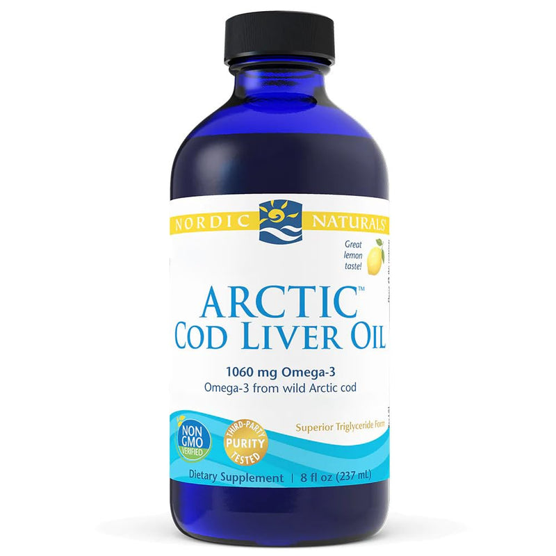 Nordic Naturals Arctic Cod Liver Oil, 1060mg Omega 3 Fish Oil Supplement/Cod Liver Oil Liquid, with EPA and DHA, 237ml, Lemon Flavour, Soy Free, Gluten Free 237 ml (Pack of 1)
