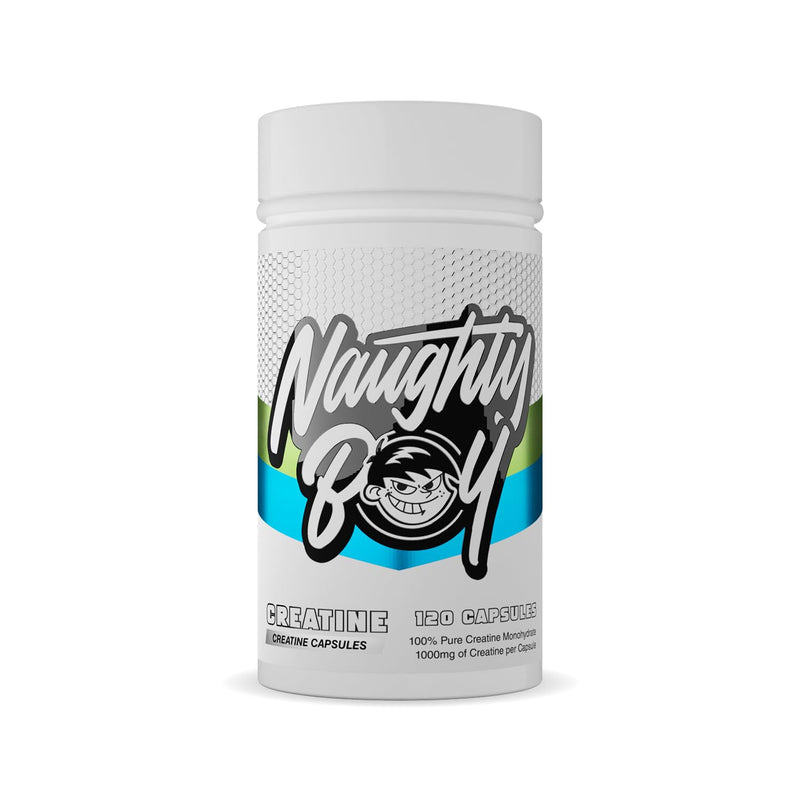 NaughtyBoy Creatine Monohydrate Capsules - 120 Capsules, Supports Strength, Power & Endurance, 1 of The Most Researched Sports Supplements, Easy-to-Swallow Format
