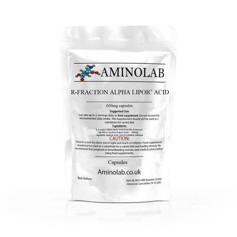 AMINOLAB - R-Fraction Alpha LIPOIC Acid 600mg 120 Capsules - Supports Nerve Health, Blood Sugar Balance, and Powerful Antioxidant Protection.