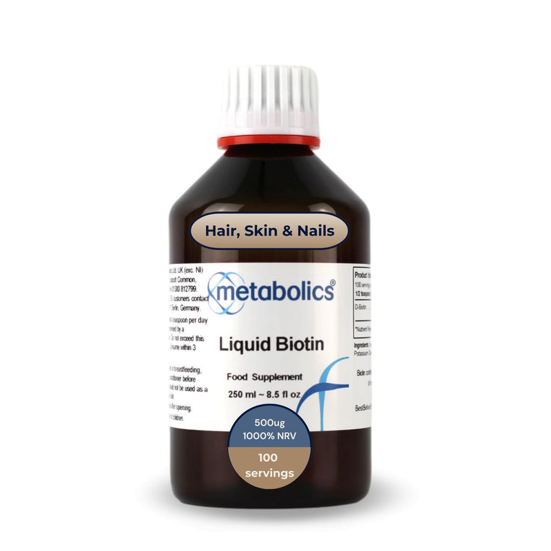 Metabolics Liquid Biotin Supplement | Biotin Hair Growth Supplement for Men & Women - 100 Servings (250ml)
