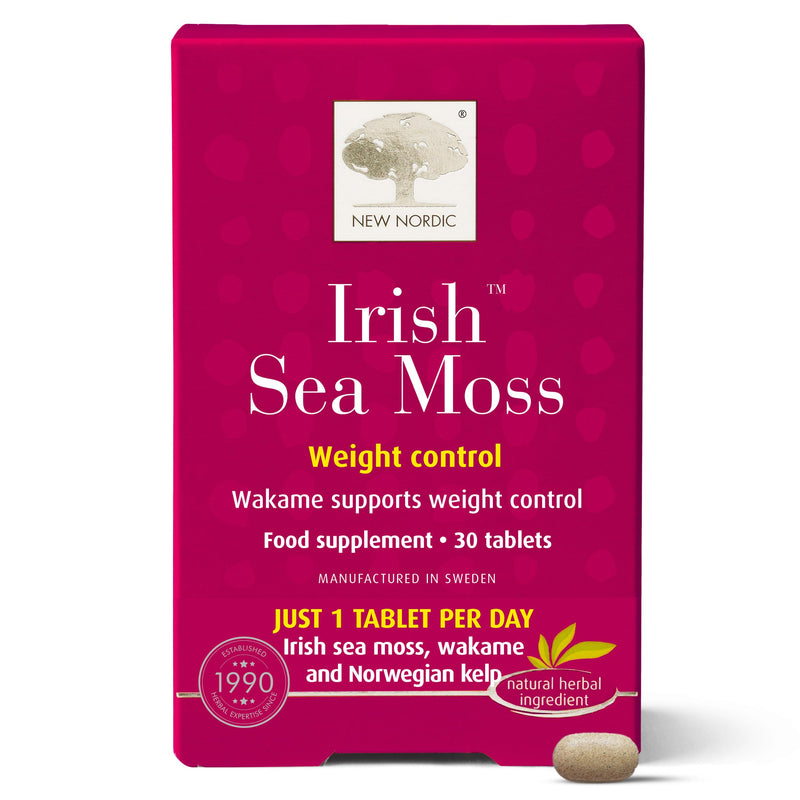 New Nordic Irish Sea Moss Extract - Powerful Tri-Algae Complex with Pure Kelp & Seaweed - Vegan & Gluten Free - Compressed Raw Powder - 30 Tablets