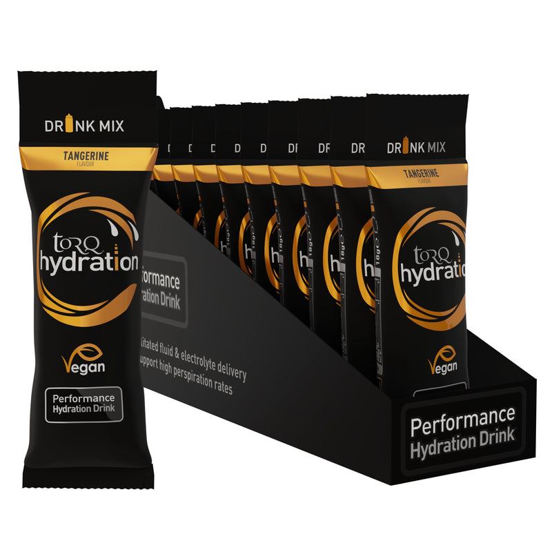 Torq Hydration - Tangerine - Rapid Rehydration Electrolytes Powder Hypotonic Profile Running, Cycling, Sports Hydration Drink - Single Serve - Box of 15