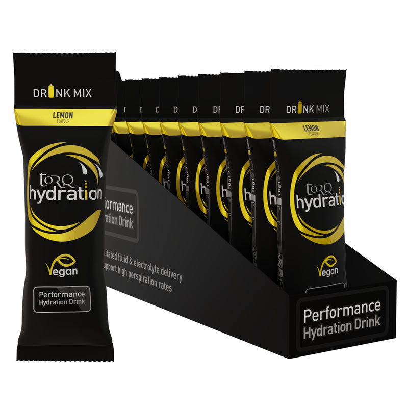 Torq Hydration - Lemon - Rapid Rehydration Electrolytes Powder Hypotonic Profile Running, Cycling, Sports Hydration Drink - Single Serve - Box of 15