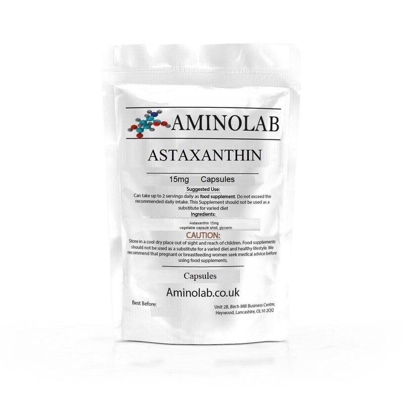 AMINOLAB - ASTAXANTHIN 15mg 30 Capsules - Provides Powerful Antioxidant Support for Skin, Eyes, Heart, and Muscle Recovery - Anti-INFLAMMATORY.