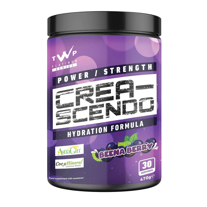 TWP Nutrition Platinum Series Crea-Scendo Creatine Powder, 470g / 250g and 50/30 Servings, 5 Great Flavours (Beena Berry, 470g) Beena Berry