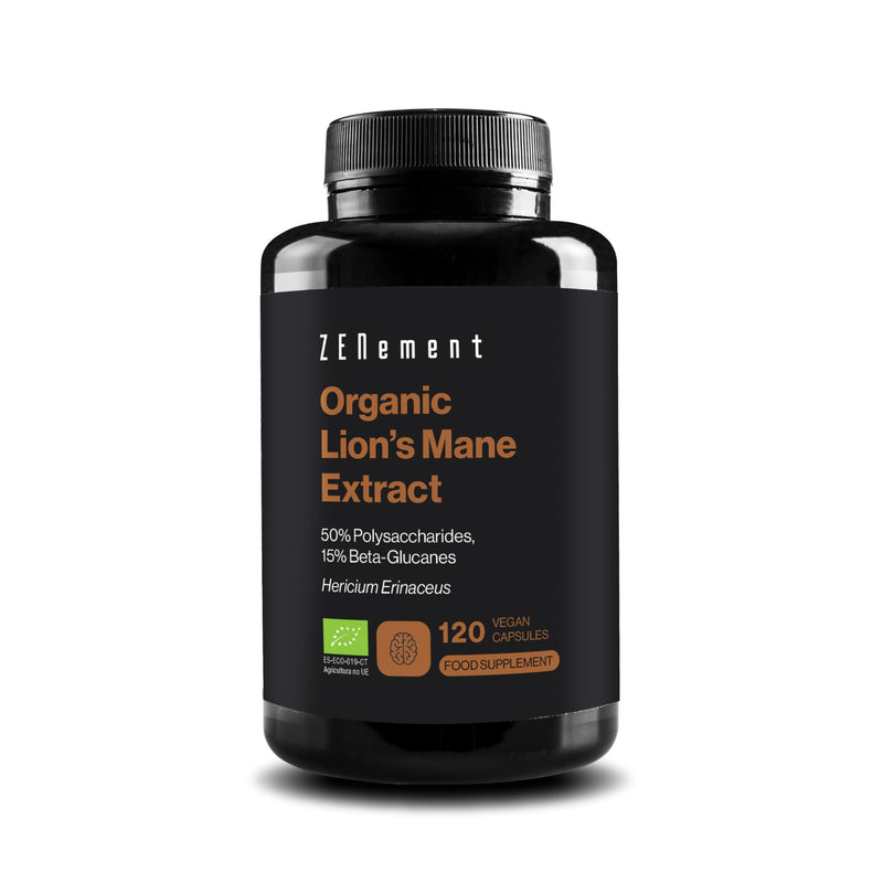 Lion’s Mane Extract Organic 50% Polysaccharides and 15% Beta-Glucans – Hericium Erinaceus – Natural and Vegan Origin – 4-Month Supply – 120 Vegan Capsules – Zenement