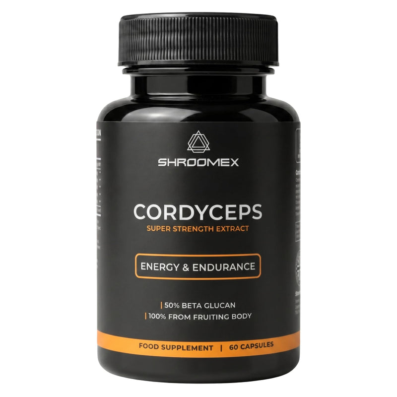Cordyceps Super Strength Extract | Premium Cordyceps Mushroom Capsules | Dual Extract Vegan Capsules with 50% Beta Glucan | Supplement for Energy, Stamina & Immune Support – 60 Count
