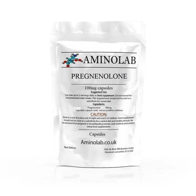AMINOLAB - Pregnenolone 100mg 120 Capsules - Supports Hormonal Balance, Cognitive Function and Emotional Wellbeing - HIGH Strengh