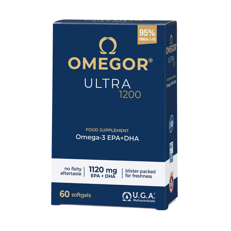 Omega 3 Capsules High Strength OMEGOR Ultra 1200-1120mg EPA and DHA IFOS Certified - High Bioavailability and No Aftertaste (60 Caps)