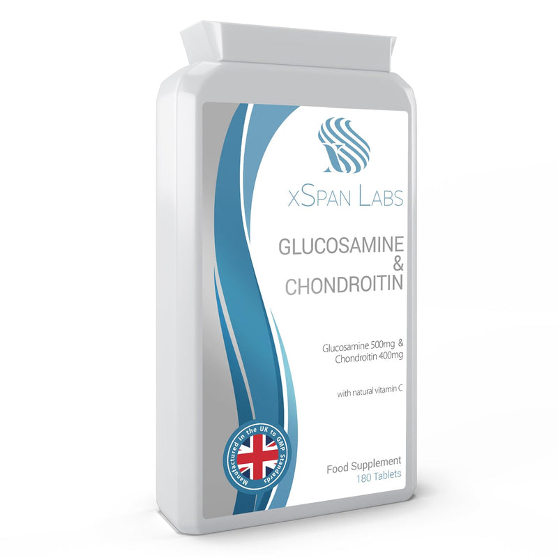 Glucosamine & Chondroitin Complex - 180 Tablets – A Super Strength Balanced Formulation of Glucosamine Sulphate and Chondroitin Sulphate with Natural Vitamin C - Manufactured in The United Kingdom