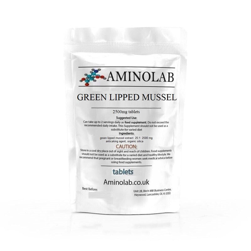 AMINOLAB - Green LIPPED Mussel 2500mg 365 Tablets - Supports Joint Health & Mobility, Promotes Cartilage Repair, Reduces Muscle Soreness & Inflammation - Rich in NUTRIENTS.