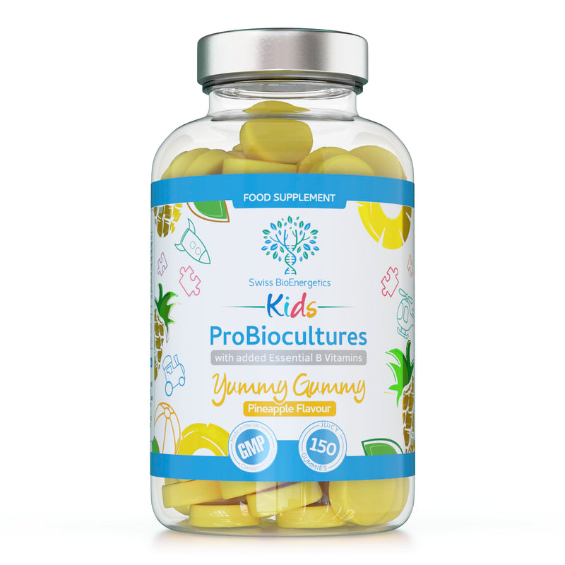 Kids Probiotics/ProBiocultures Gummies - 150 Children's probiotics Multi-Strain Gummies - Natural Pineapple Flavour – with Added B & C Vitamins for Immune Support - 5 Month Supply – UK Made 150 Gummies