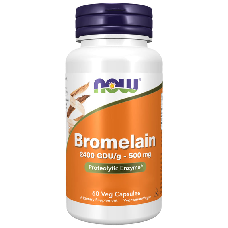 Now Foods, Bromelain, 2400 GDU/g, 500mg, 60 Vegan Capsules, Soy Free, Gluten Free, Vegetarian, Non GMO 60 Capsules