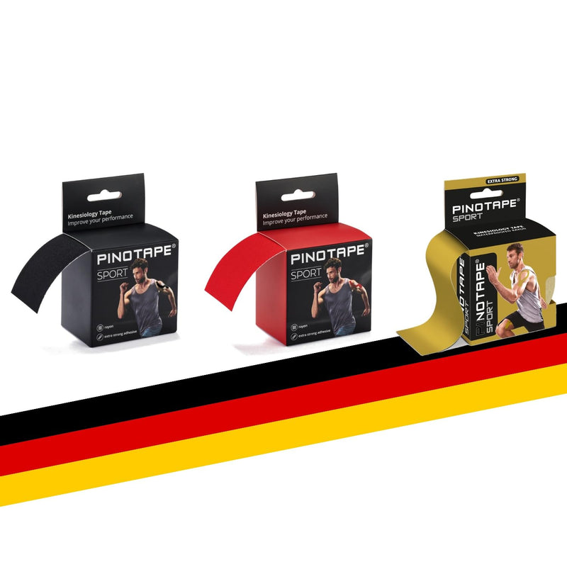 Pinotape Sport Team Germany Set of 3 Tapes Each 5 cm x 5 m Waterproof Kinesiotape Extra Strong Kinesiology 3 Tapes in Set