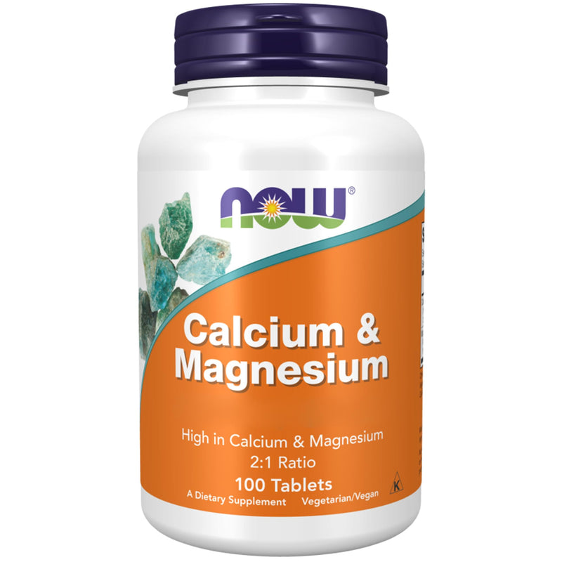 Now Foods, Calcium & Magnesium, 2:1 Ratio, 500mg Calcium and 250mg Magnesium, 100 Vegan Tablets, Vegetarian, Gluten Free, Soy Free, Non-GMO