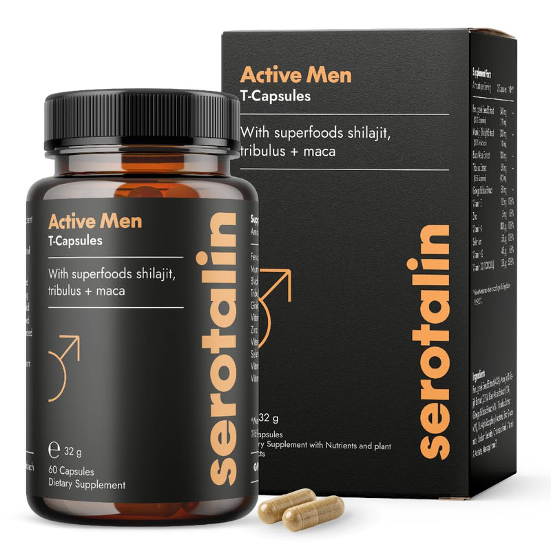 serotalin Active Men Maca T-Capsules for Active Men | Fenugreek with Shilajit, L-Citrulline, Black Maca & Tribulus | Vegan & Made in Germany | 60 Capsules 60 count (Pack of 1)