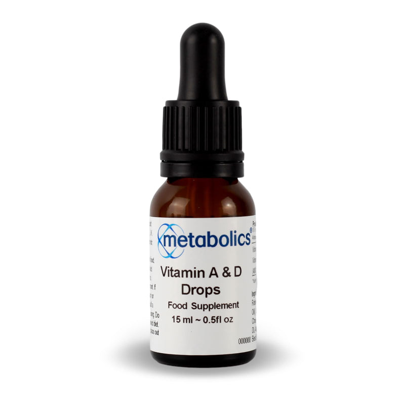 Metabolics Vitamin A & D Liquid | Essential Kids Vitamin D Drops - D3 Supporting Normal Vision, The Immune System & Maintaining Normal Bones - Made in The UK