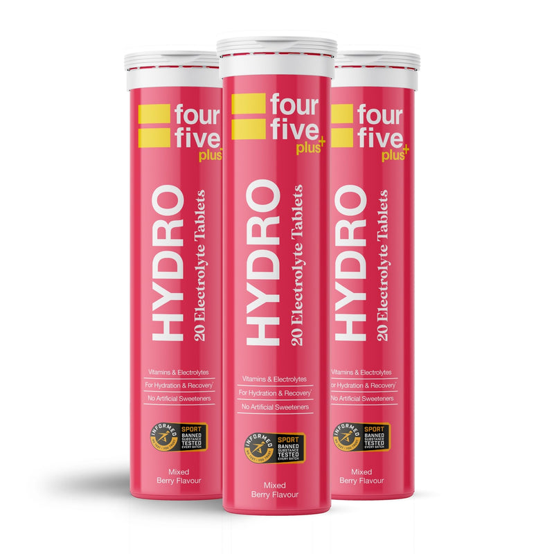 fourfive Hydration Tablets (Berry) Low Calorie Vitamin Electrolytes, Vegan, Magnesium & Calcium, Sports Hydration - 3x20 Effervescent Tablets Berry 20 count (Pack of 3)