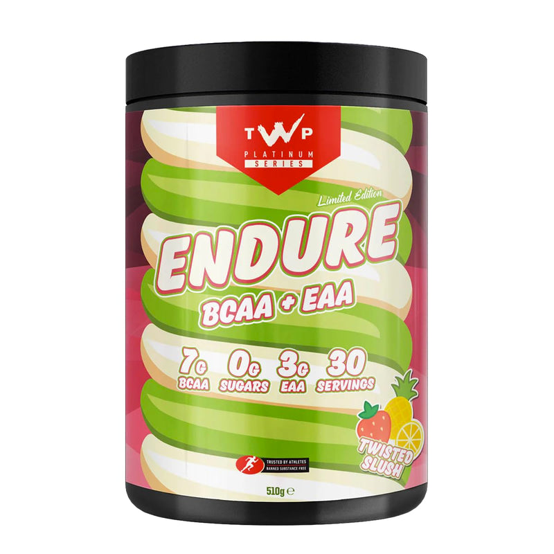 TWP Nutrition Platinum Series Endure, EAAs & BCAAs Electrolyte Blend Pre, Intra and Post Workout, Zero Sugar, 510g and 30 Servings, 20 Great Flavours (Twisted Slush) Twisted Slush
