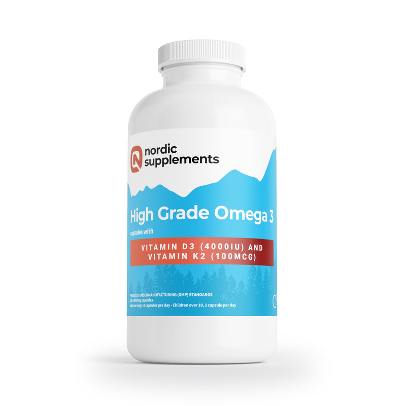 Nordic Supplements® Omega 3 Fish Oil 1000mg with Vitamin D3 4000IU & K2 MK-7 100µg – High Strength Triple Formula for Heart, Brain, Vision, Immune & Bone Health – 365 Capsules – Burp-Free & Ultra-Pure