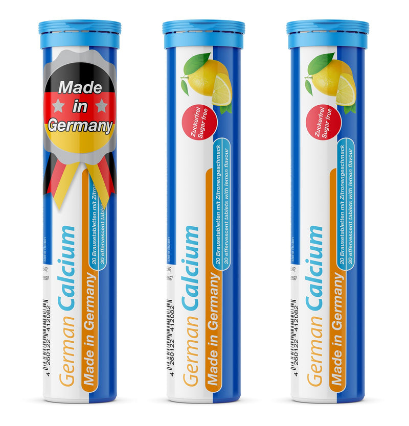 German Calcium 60 Drink Effervescent Tablets - Lemon Lime Flavour - 500 mg Calcium, Sugarfree, Vegan- T&D Pharma – Made in Germany 60 count (Pack of 1)