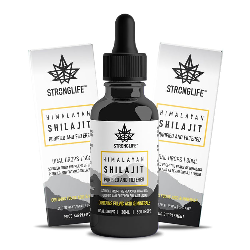 Shilajit Resin Stronglife Himalayan Liquid Oil Drops 30 gram Equivalent | Natural Source of Fulvic Acid & Mineral Oral Drops | UK Lab Certified | 30ml