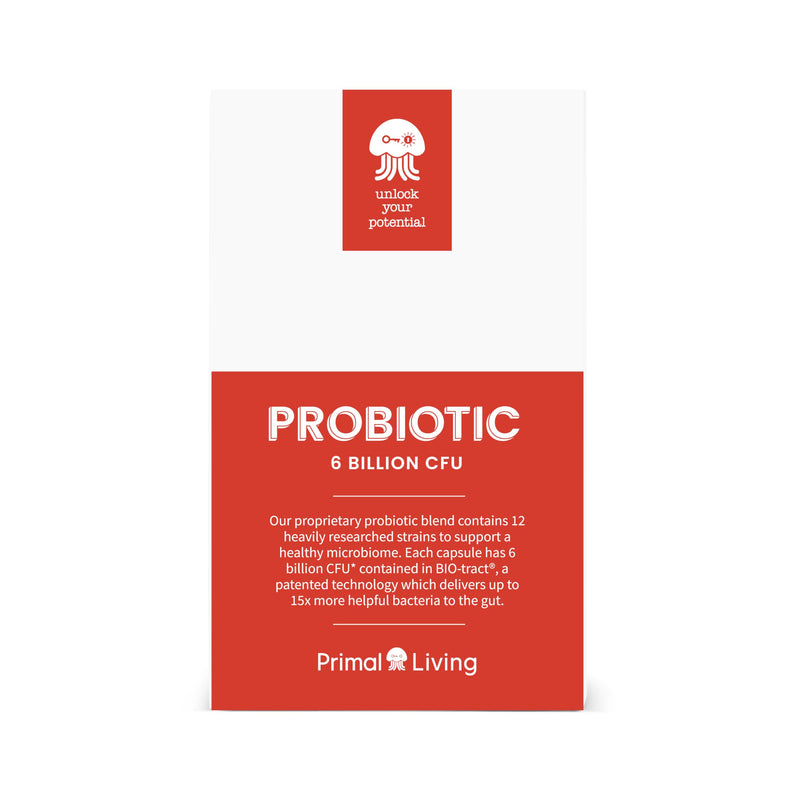 Probiotic 6 Billion CFU – 30 Vegan Capsules with 12 Strains, Bio-Tract® Technology – Supports Digestive & Immune Health
