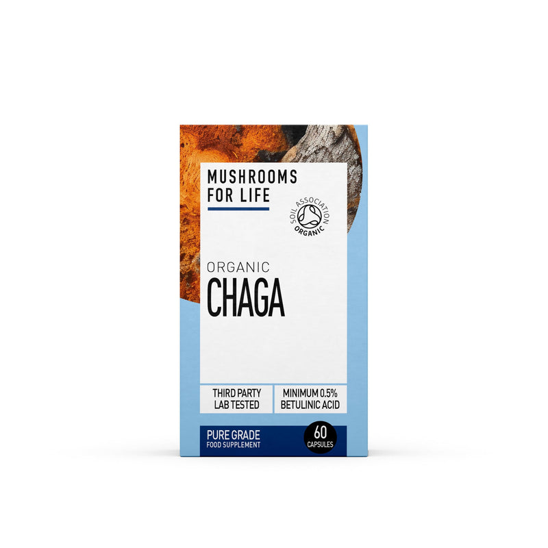 Organic Chaga Supplement - Mushroom Superfood Supplenmt - Mushroom Complex - Pure Grade Extracts, No Binders (60 Capsules) 60 Capsules