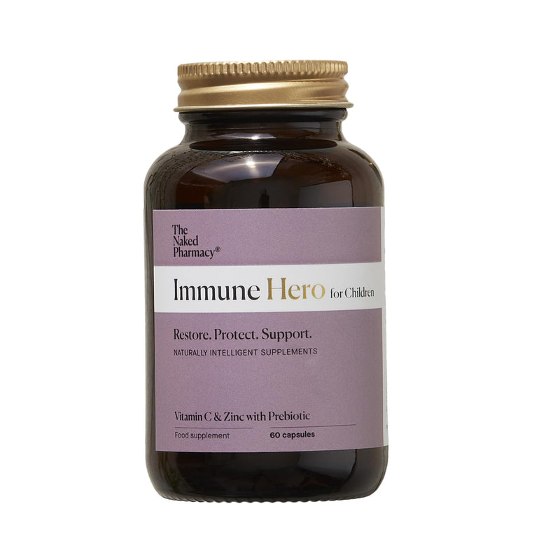 The Naked Pharmacy | Immune Hero for Children | Natural Immunity Booster | Vitamin C, Zinc & Prebiotic | Energy & Fatigue | Immune System & Metabolism | No Additives | Vegan | 60 Capsules