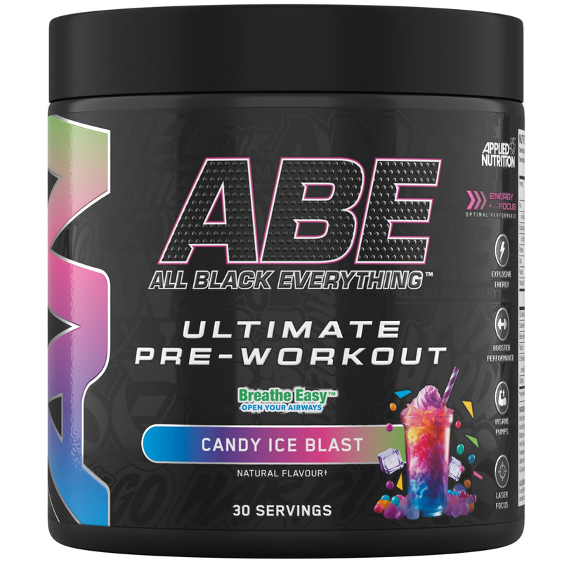 Applied Nutrition ABE Pre Workout - All Black Everything Pre Workout Powder, Energy & Physical Performance with Citrulline, Creatine, Beta Alanine (375g - 30 Servings) (Candy Ice Blast) Candy Ice Blast