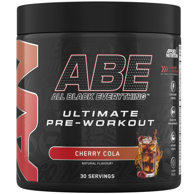 Applied Nutrition ABE Pre Workout - All Black Everything Pre Workout Powder, Energy & Physical Performance with Citrulline, Creatine, Beta Alanine (375g - 30 Servings) (Cherry Cola) Cherry Cola