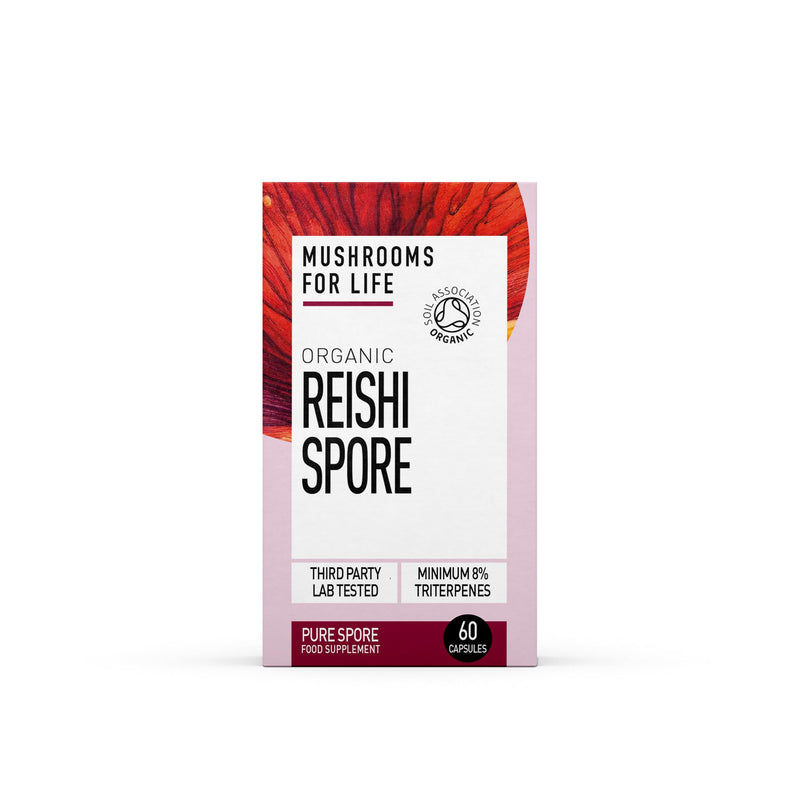 Organic Reishi Spores Supplement - Mushroom Superfood Supplement - Reishi Mushroom Complex - Pure Grade Extracts, No Binders (60 Caps) 60 Caps