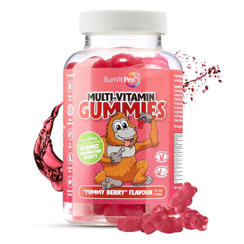 Kids Multivitamin Gummies 3-12 - Berry Flavor Vitamins | Kids Chewable Multivitamins | 60 Daily Gummies Includes Vitamin-A, Vitamin-C, B6, B12, B5, Niacin, Iodine, Zinc & Biotin