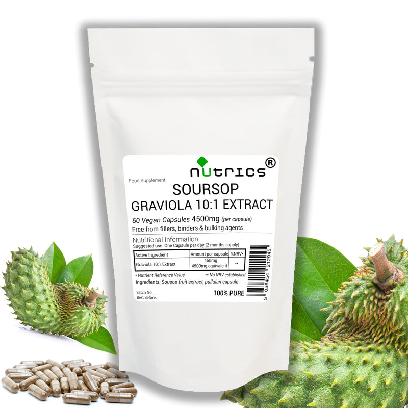 4500mg GRAVIOLA Fruit Soursop V Capsules 10:1 Fruit Extract Supplement - Brazilian Paw Paw - Annona Muricata - 10 x Stronger Than Graviola Powder -– Choose from 120Capsules (4 Months Supply) 120