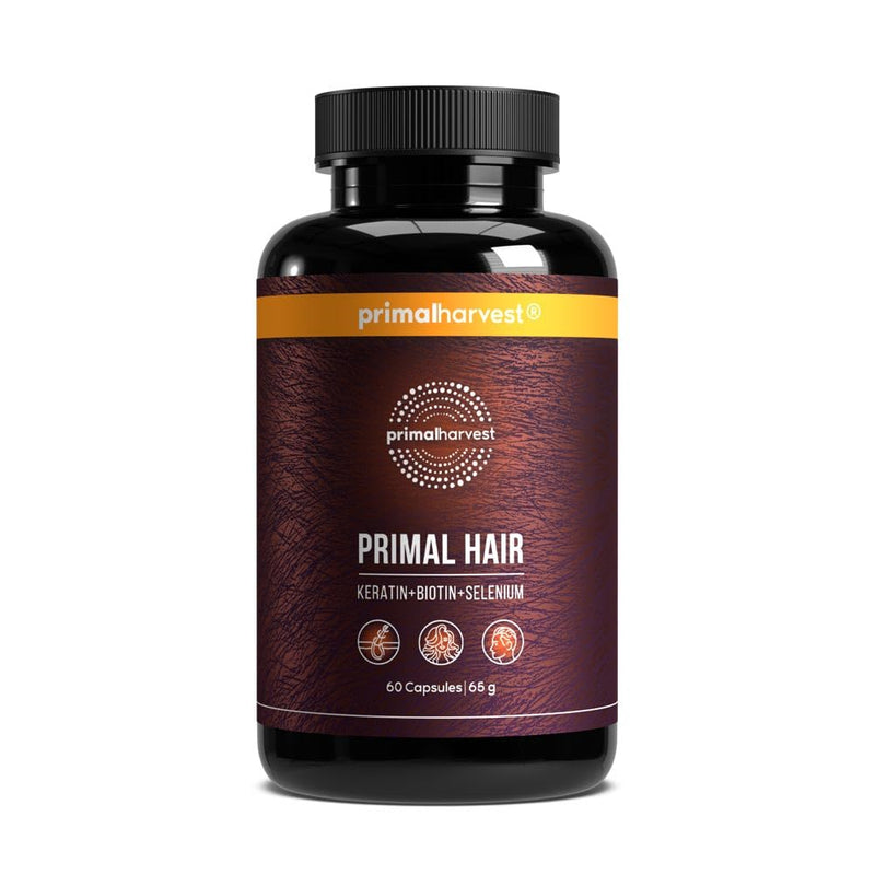 Primal Harvest Hair Growth - Hair Vitality Supplement with Selenium, Zinc & Biotin, for Men & Women, Multivitamin,1 Pack: 30 Servings Unflavoured 60 count (Pack of 1)