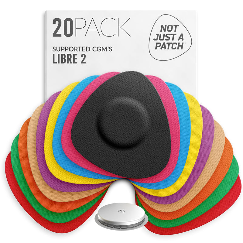 Not Just A Patch Freestyle Libre 2 Sensor Covers (20 Pack) Lingo CGM Patches for Freestyle Libre 2 - Water Resistant & Durable for 10-14 Days - Multicolor Multicoloured