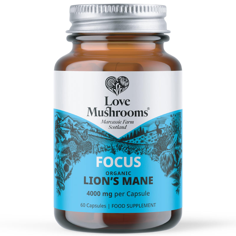 Organic Lion’s Mane Capsules 4,000mg per Serving | High Strength Mushroom Extract for Memory, Focus & Cognitive Support | Vegan, Plant Based Food Supplement, UK Made | 60 Capsules 60 count (Pack of 1)