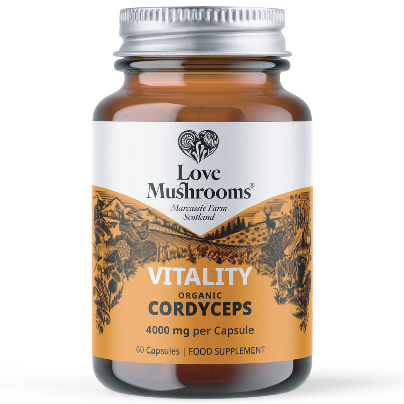 Organic Cordyceps Capsules 4,000mg per Capsule | High Strength Mushroom Extract Supplement for Endurance, Stamina & Natural Energy Support | Vegan, Plant Based, UK Made | 60 Capsules 60 count (Pack of 1)