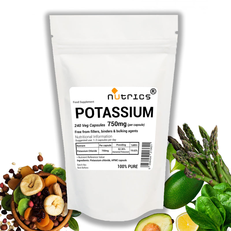 750mg Potassium Chloride 100% Pure x 240 V Capsules - (8 Month Supply) - Suitable for Vegan Vegetarians (240)