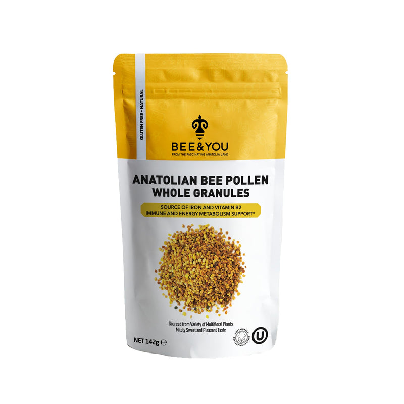 Bee and You Anatolian Bee Pollen Whole Granules 142g, Natural Bee Pollen Supplement, Source of Iron & Vitamin B2, Supports Energy Metabolism & Immune Function,Gluten Free 1 count (Pack of 1)