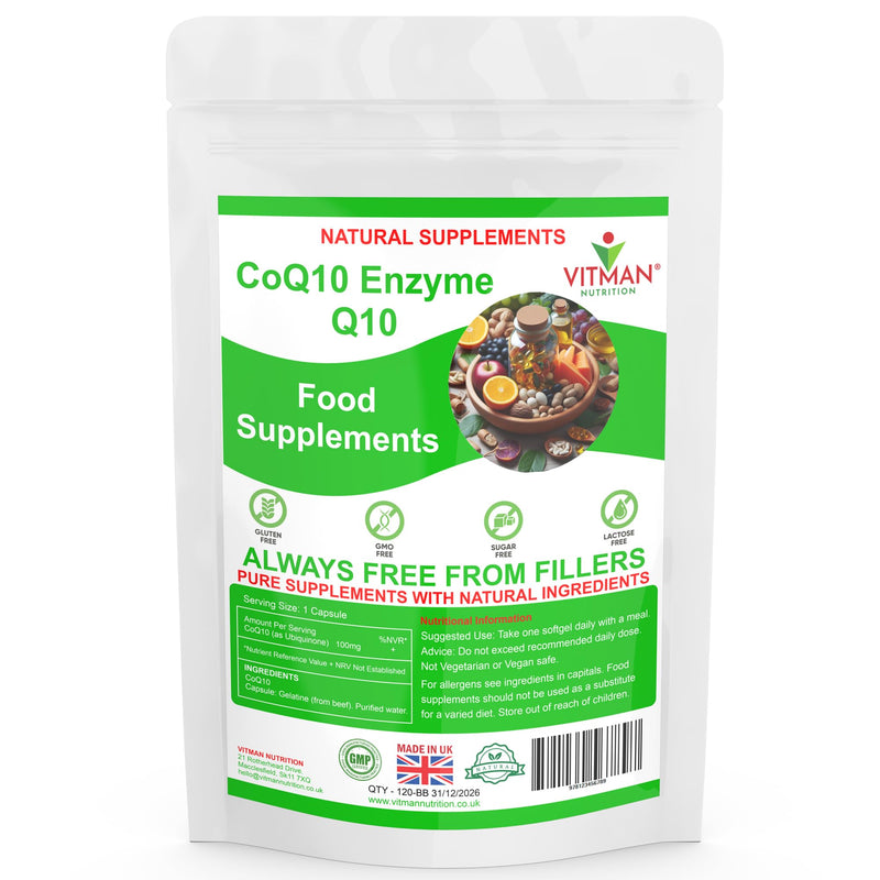 CoQ10 High Strength Q10 Coenzyme 100mg Softgels – High Absorption Ubiquinone – Naturally Fermented, UK Made Supplement – Gluten, Lactose & GMO Free – Supports Heart, Energy & Antioxidant Health (120) 120