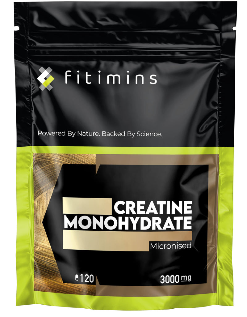 Creatine Monohydrate 3000mg | Pre-Workout Sports Supplement | 120 Vegan Capsules | 1-Month Supply | Micronised Creatine for Muscle Growth, Energy & Fat Burn | UK-Made Supplement | Fitimins