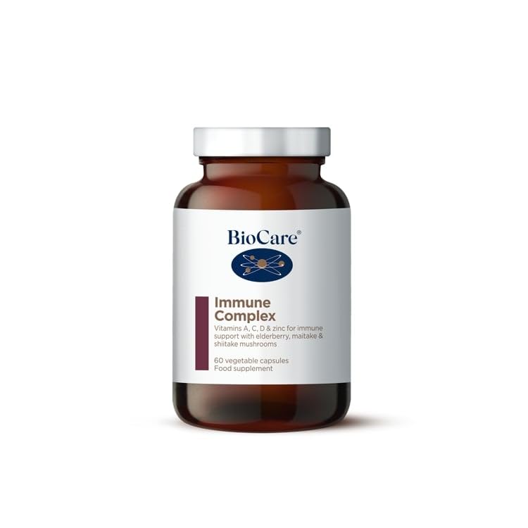 BioCare Immune Complex - Vitamins A, C, D & Zinc for Immune Support, Antioxidant Protection & Cell Function - Elderberry, Maitake & Shiitake Mushrooms - Nutrients & Botanicals - 60 Capsules