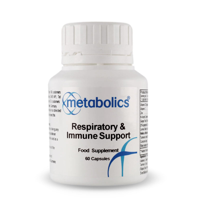 Metabolics Respiratory and Immune Support – 60 Vegan Capsules | Botanical Extracts, Vitamins C & D3, Zinc | Supports Respiratory Health & Immune Function | Additive-Free | UK Made