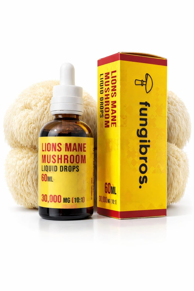Lions Mane Liquid Drops 30,000mg | 10:1 Fruiting Body Extract | Focus, Clarity & Brain Fog Support | Fast Absorption | 60ml 2 Month Supply | UK Made