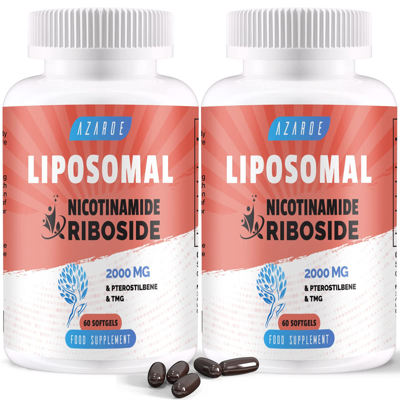 Liposomal Nicotinamide Riboside 2000mg with TMG and Pterostilbene | More Efficient Than Precursors, Boost NAD+ (60 Count (Pack of 2)) 60 count (Pack of 2)