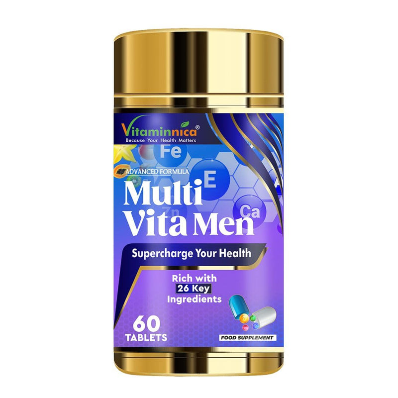 Vitaminnica Multi Vita Men – Advanced Multivitamin 60 Tablets for Men | Energy, Immunity, Muscle Function, Heart Health & Vitality | 25+ Essential Vitamins & Minerals